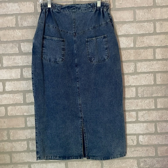 Pret Vintage Midi Denim Skirt High Waisted Emboridery studded size S - Picture 6 of 9
